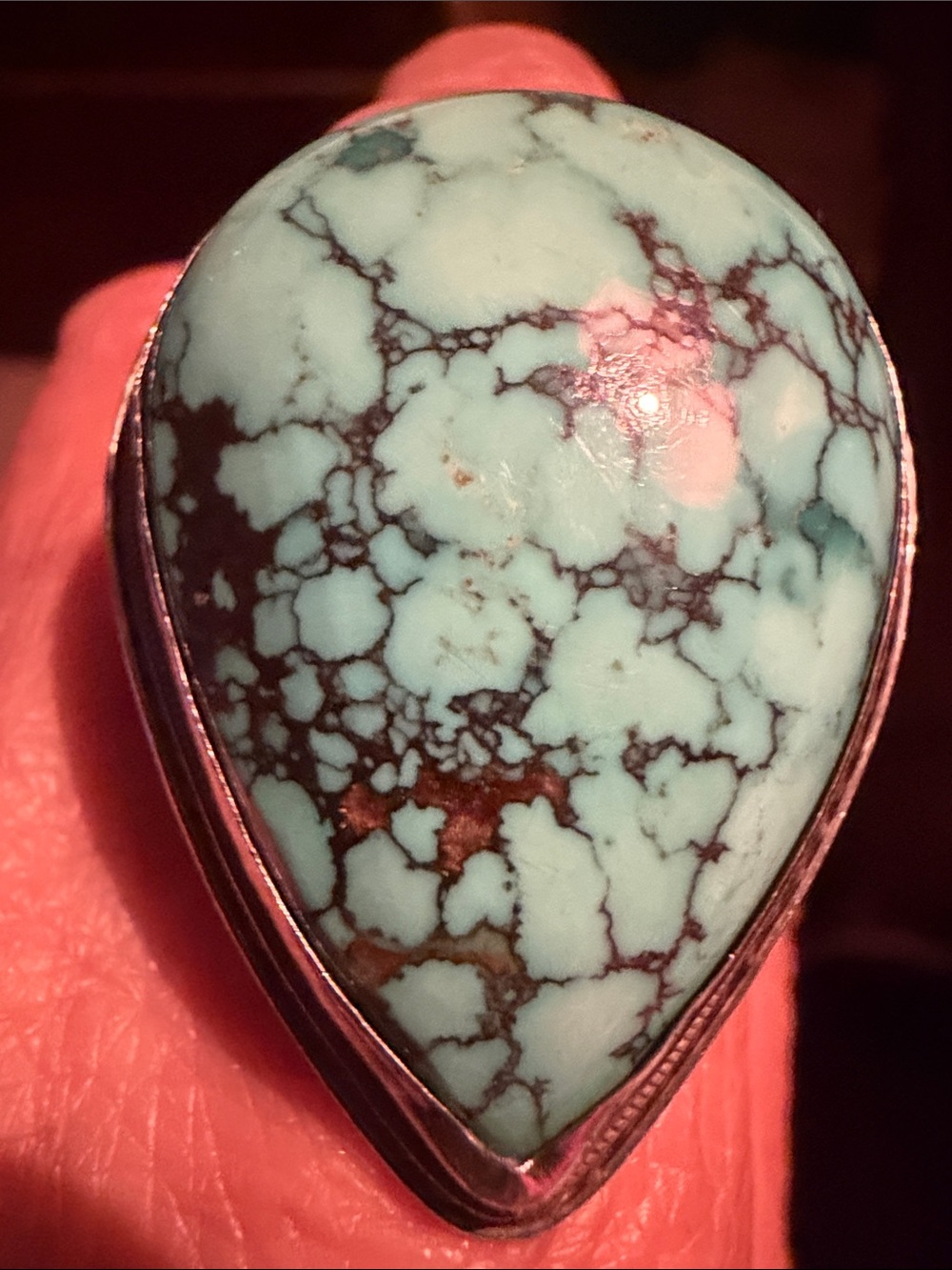 Turquoise Teardrop Statement Ring - Blue Green Stone